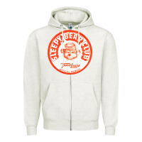 Oatmeal Heather sleepy bear club   70s thrift store aesthetic Zipper Hoodie - lanVoArt