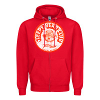 Red sleepy bear club   70s thrift store aesthetic Zipper Hoodie - lanVoArt