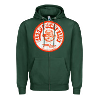 Sports Green sleepy bear club   70s thrift store aesthetic Zipper Hoodie - lanVoArt