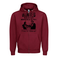 Burgundy wanted bonnie and clyde, distressed Zipper Hoodie - lanVoArt