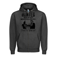 Charcoal Heather wanted bonnie and clyde, distressed Zipper Hoodie - lanVoArt