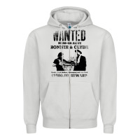 Dove Grey wanted bonnie and clyde, distressed Zipper Hoodie - lanVoArt