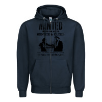 Navy wanted bonnie and clyde, distressed Zipper Hoodie - lanVoArt