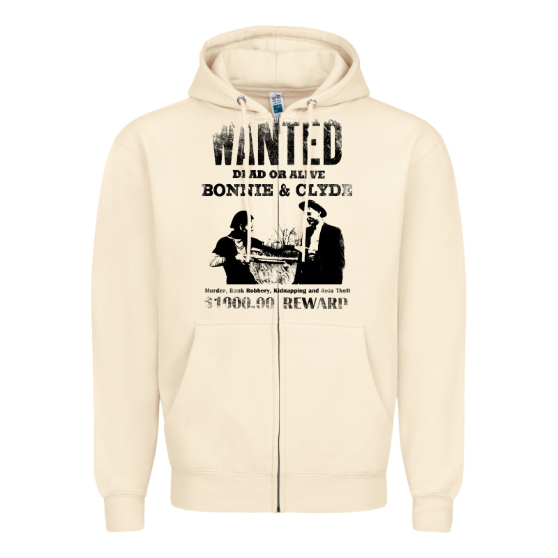 Wanted Bonnie And Clyde, Distressed Zipper Hoodie by lanVoArt | Teevron