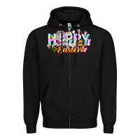 Black Happy Easter Zipper Hoodie - CowhideDigitalArt