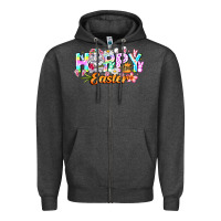 Charcoal Heather Happy Easter Zipper Hoodie - CowhideDigitalArt