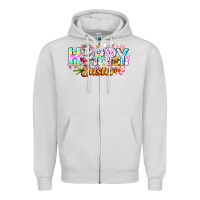 Dove Grey Happy Easter Zipper Hoodie - CowhideDigitalArt
