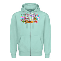 Seafoam Happy Easter Zipper Hoodie - CowhideDigitalArt