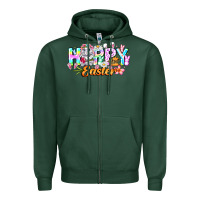 Sports Green Happy Easter Zipper Hoodie - CowhideDigitalArt