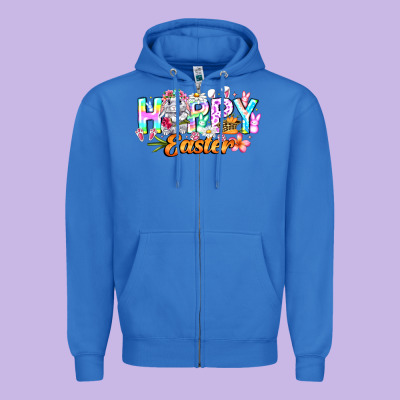 Happy Easter Zipper Hoodie Designed By Cowhidedigitalart