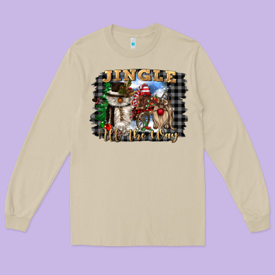 Jingle All The Way Long Sleeve Tee Designed By Cowgirlartshop