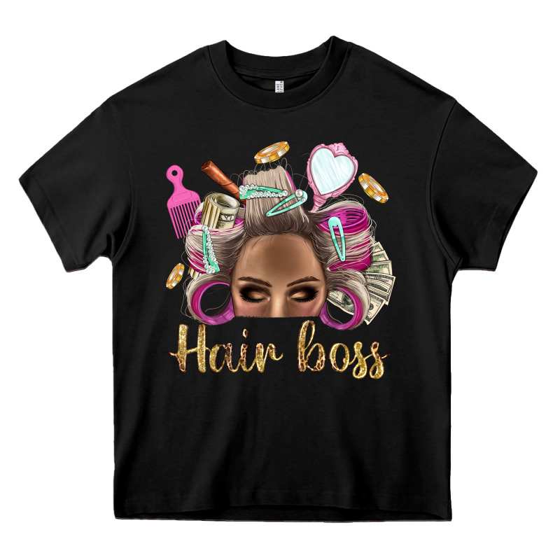 Hair Boss Afro Messy Bun With Money Bbs Heavy Core Tee by BundleAndBundleShop | Teevron