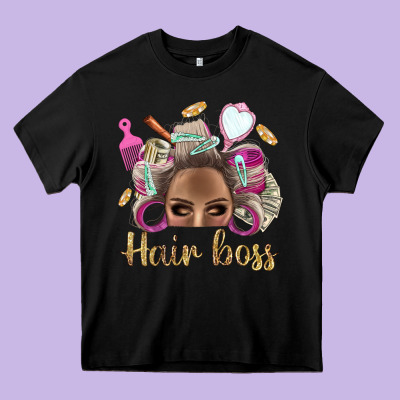 Hair Boss Afro Messy Bun With Money Bbs Heavy Core Tee Designed By Bundleandbundleshop