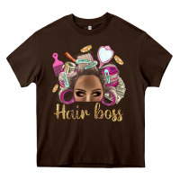 Chocolate Brown Hair Boss Afro Messy Bun With Money Bbs Heavy Core Tee - BundleAndBundleShop