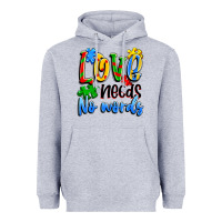 Heather Grey love needs no words Heavyweight Hoodie - Artiststas