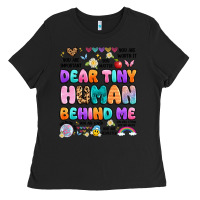 Black dear tiny human behind me Ladies Tee - Artiststas
