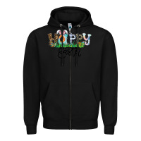 Black Happy Easter Zipper Hoodie - CowhideDigitalArt