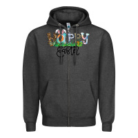 Charcoal Heather Happy Easter Zipper Hoodie - CowhideDigitalArt