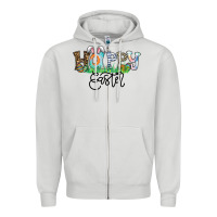 Dove Grey Happy Easter Zipper Hoodie - CowhideDigitalArt
