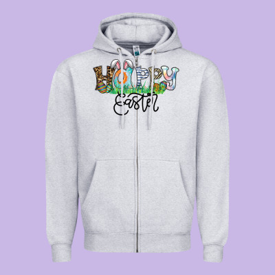 Happy Easter Zipper Hoodie Designed By Cowhidedigitalart