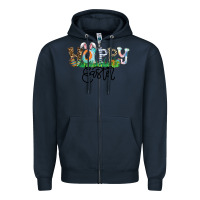 Navy Happy Easter Zipper Hoodie - CowhideDigitalArt
