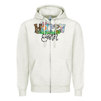 Oatmeal Heather Happy Easter Zipper Hoodie - CowhideDigitalArt