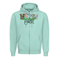 Seafoam Happy Easter Zipper Hoodie - CowhideDigitalArt