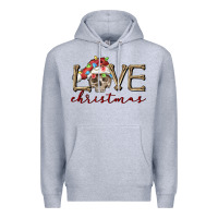 Heather Grey skull love christmas Premium Hoodie - FaDigitalArtStudio