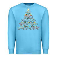 Ocean Blue bicycle christmas tree funny biker bicyclist xmas for family long slee Premium Sweatshirt - lanVoArt