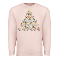Pale Pink bicycle christmas tree funny biker bicyclist xmas for family long slee Premium Sweatshirt - lanVoArt