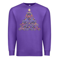 Purple bicycle christmas tree funny biker bicyclist xmas for family long slee Premium Sweatshirt - lanVoArt