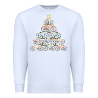 White bicycle christmas tree funny biker bicyclist xmas for family long slee Premium Sweatshirt - lanVoArt