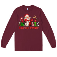 Burgundy santas favorite baseball player Long Sleeve Tee - CowGirlArtShop