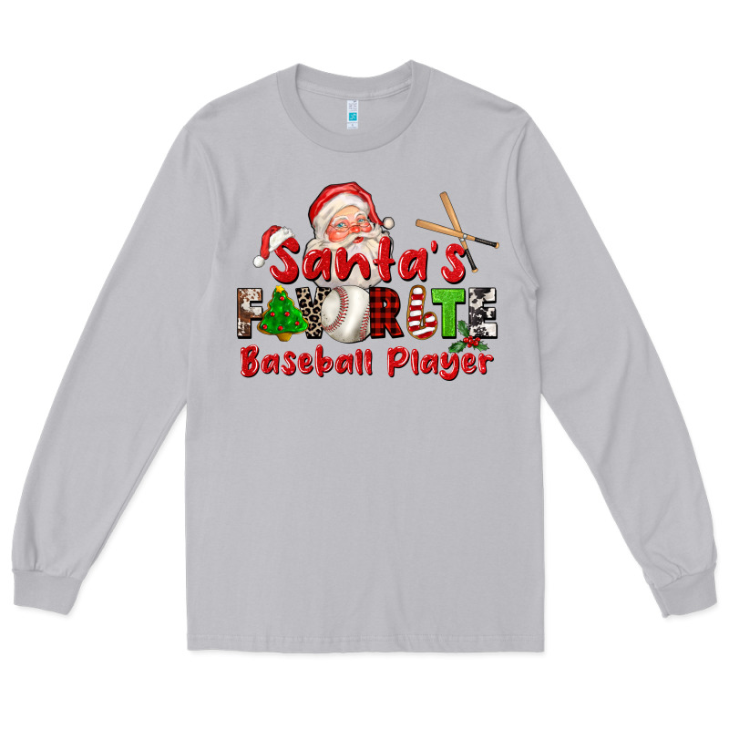 Santas Favorite Baseball Player Long Sleeve Tee by CowGirlArtShop | Teevron