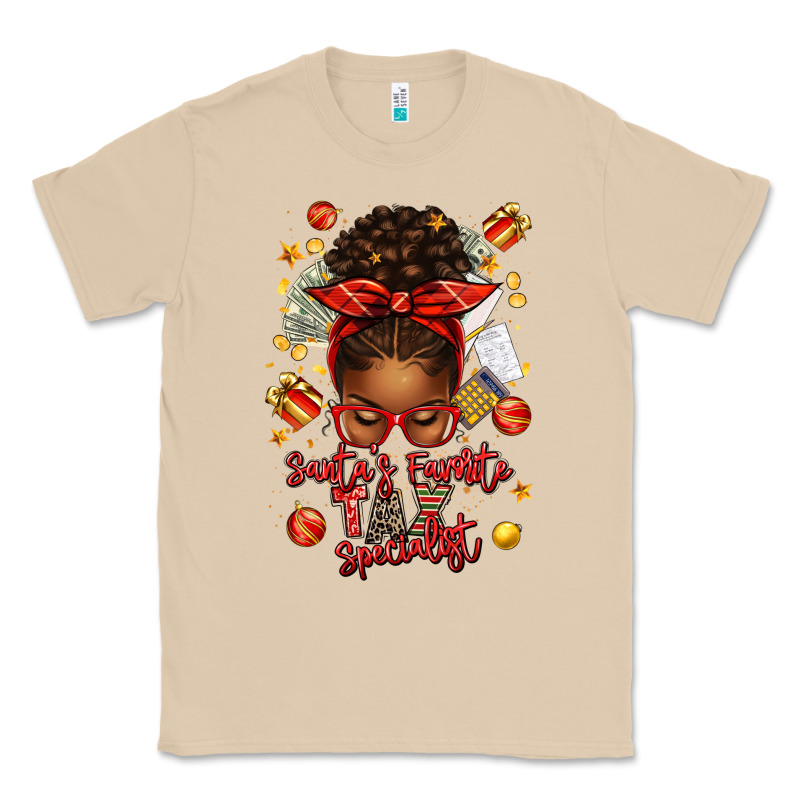 Santa Favorite Tax Specialist Afro Messy Bun Classic Tee by texasbilliewilder | Teevron