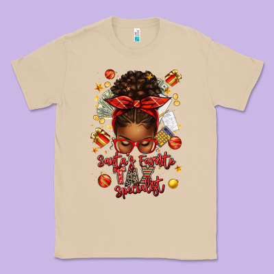 Santa Favorite Tax Specialist Afro Messy Bun Classic Tee Designed By Texasbilliewilder
