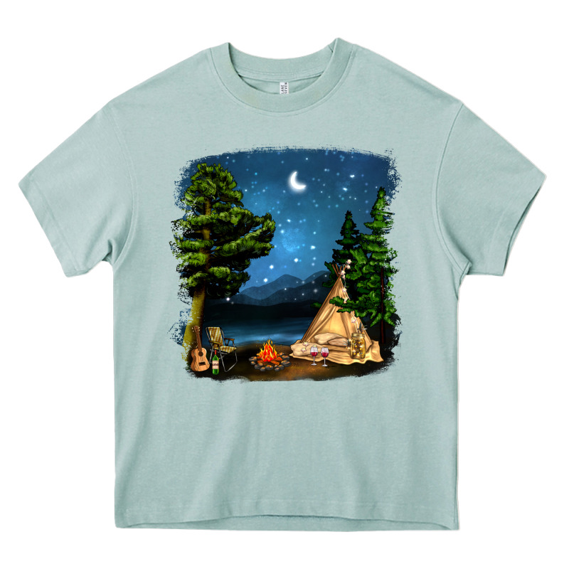 Night Glamping Camp With Wine Heavy Core Tee by BundleAndBundleShop | Teevron
