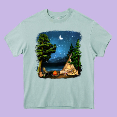 Night Glamping Camp With Wine Heavy Core Tee Designed By Bundleandbundleshop