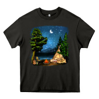 Asphalt Night Glamping Camp With Wine Heavy Core Tee - BundleAndBundleShop