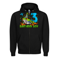 Black birthday boy frog age 3 Zipper Hoodie - LillyAllenDesigns