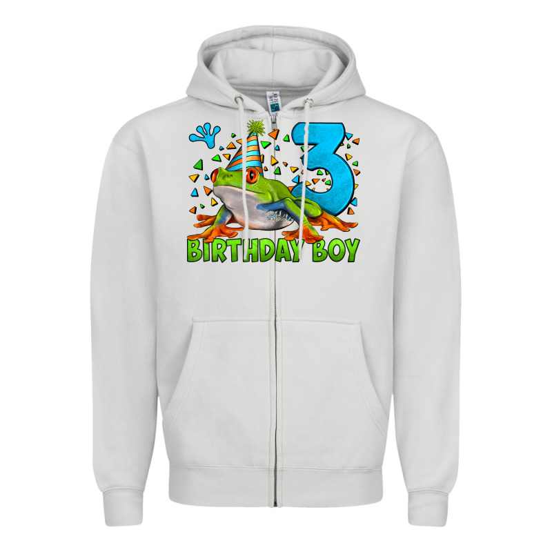 Birthday Boy Frog Age 3 Zipper Hoodie by LillyAllenDesigns | Teevron