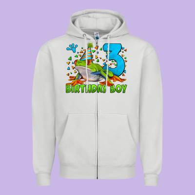 Birthday Boy Frog Age 3 Zipper Hoodie Designed By Lillyallendesigns
