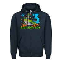 Navy birthday boy frog age 3 Zipper Hoodie - LillyAllenDesigns