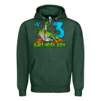 Sports Green birthday boy frog age 3 Zipper Hoodie - LillyAllenDesigns