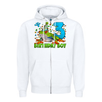 White birthday boy frog age 3 Zipper Hoodie - LillyAllenDesigns