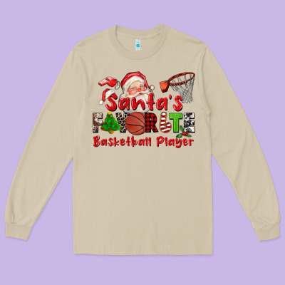 Santas Favorite Basketball Player Long Sleeve Tee Designed By Cowgirlartshop