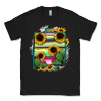 Black New Mexico Map Sunflower Cactus Serape Classic Tee - RanaPortraitStore