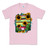 Bubblegum Pink New Mexico Map Sunflower Cactus Serape Classic Tee - RanaPortraitStore