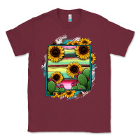 Burgundy New Mexico Map Sunflower Cactus Serape Classic Tee - RanaPortraitStore