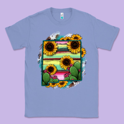 New Mexico Map Sunflower Cactus Serape Classic Tee Designed By Ranaportraitstore
